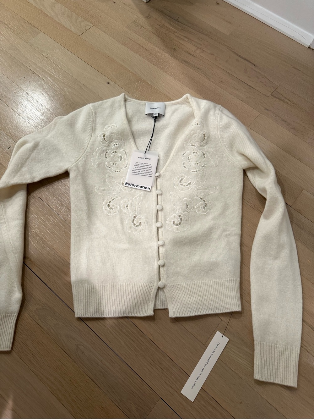 Reformation Lowen Regenerative Wool
Embroidered Cardigan - Picture 3 of 4